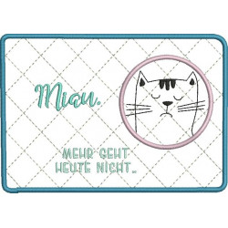 Stickdatei ITH - Mug Rug grummelige Katze MIAU